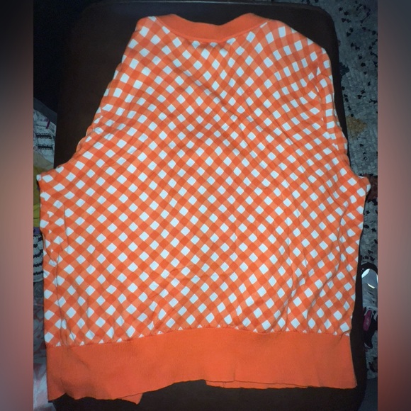 Kate Spade Orange White Gingham Check Kati Cardigan Button Front Sweater - Picture 2 of 5